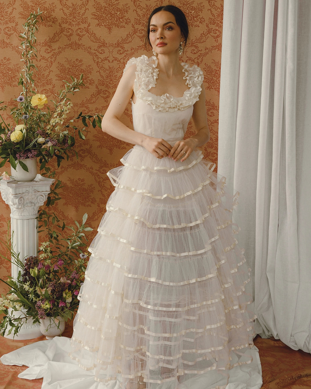 Vintage 1950s Ruffled Tulle Cupcake Gown