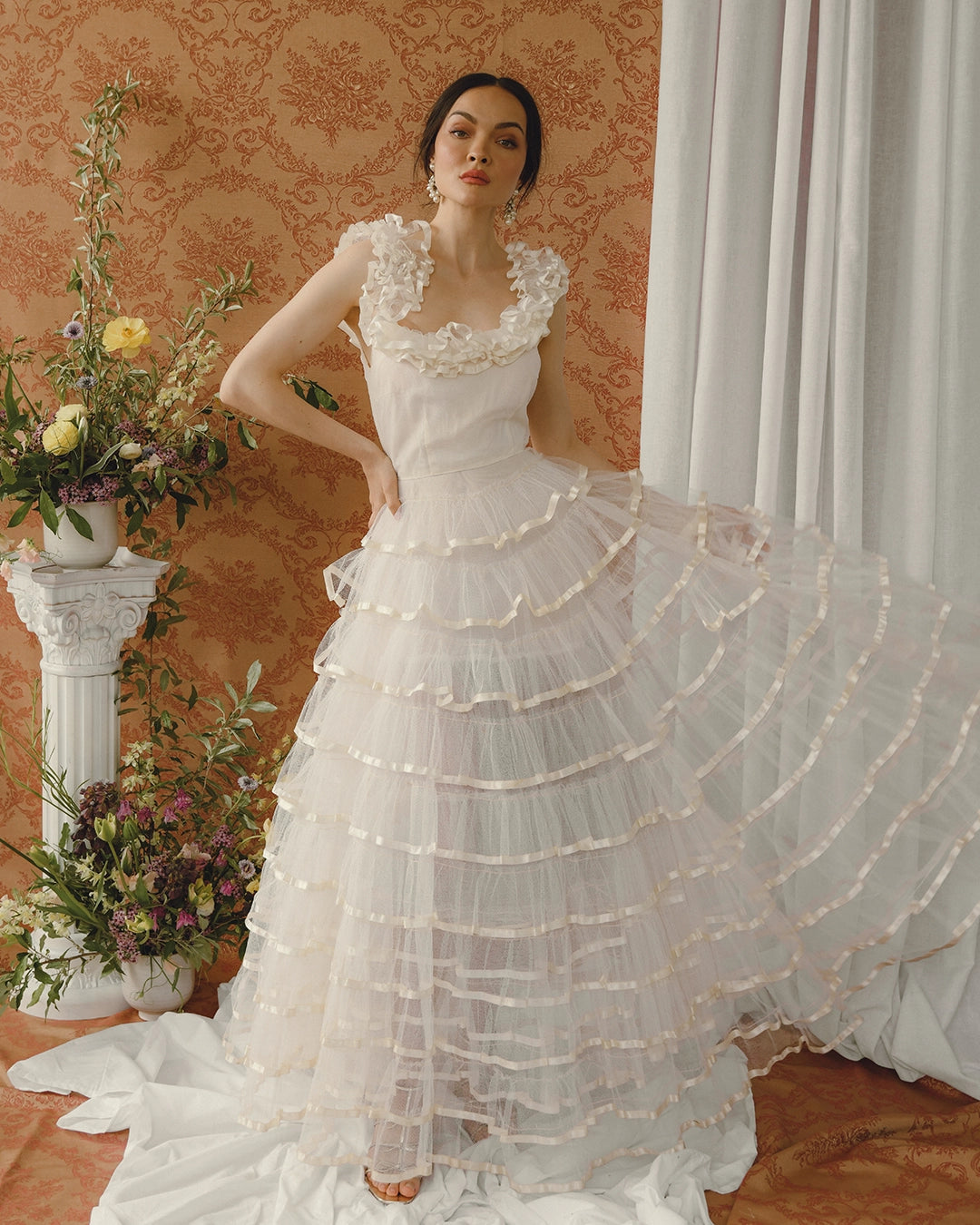 Vintage 1950s Ruffled Tulle Cupcake Gown