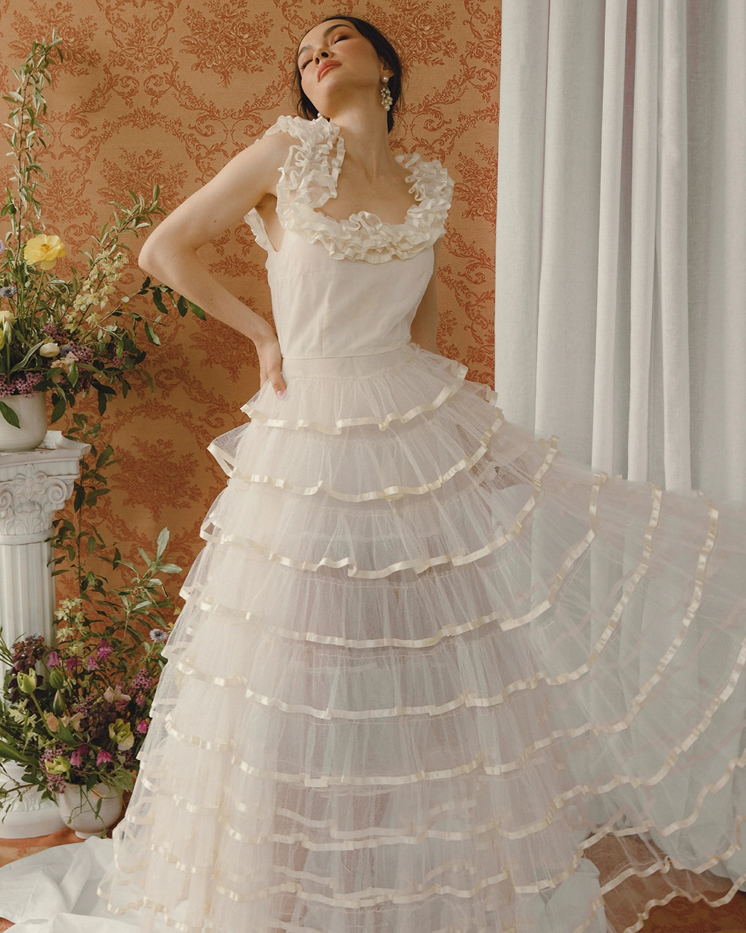 Vintage 1950s Ruffled Tulle Cupcake Gown