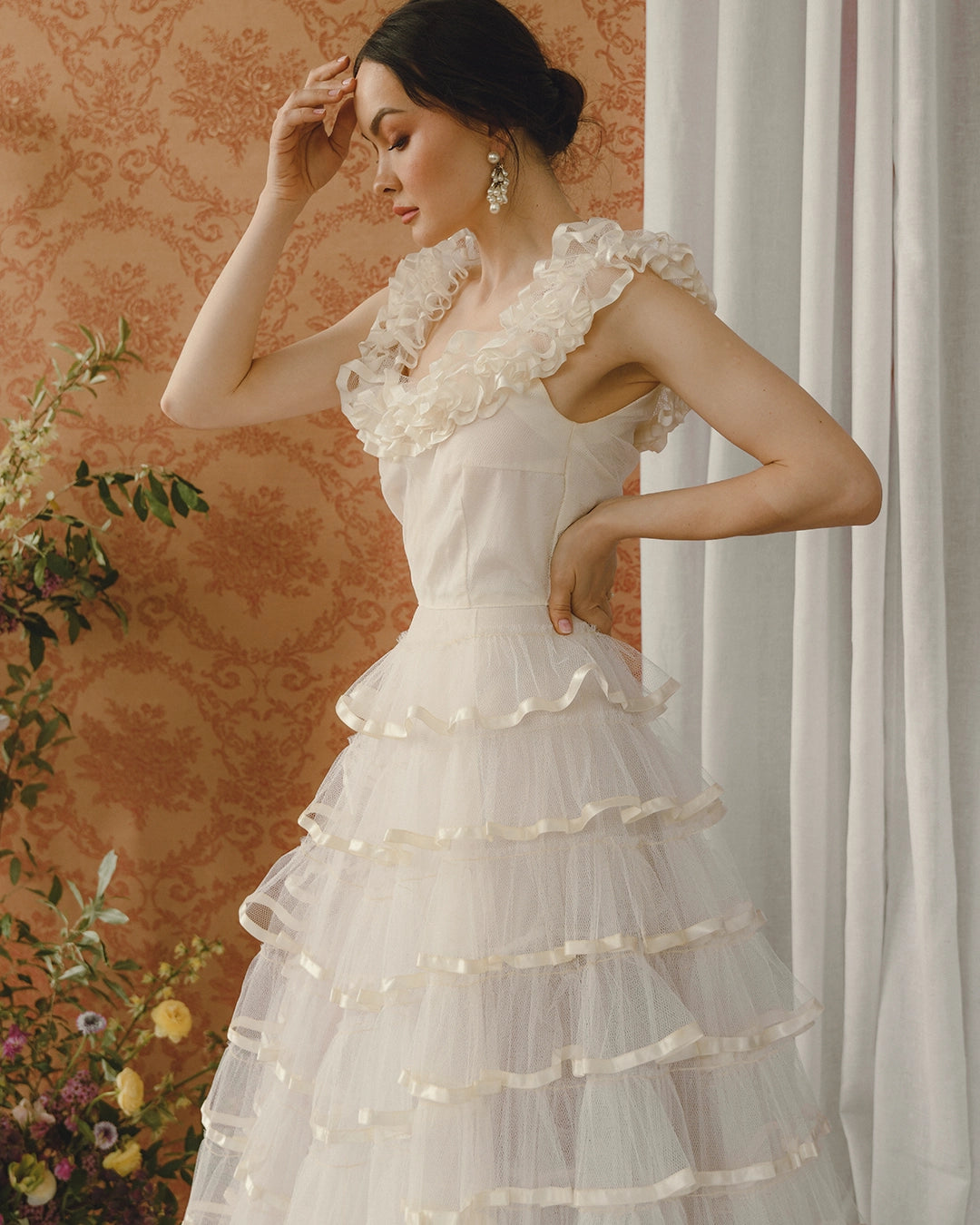 Vintage 1950s Ruffled Tulle Cupcake Gown