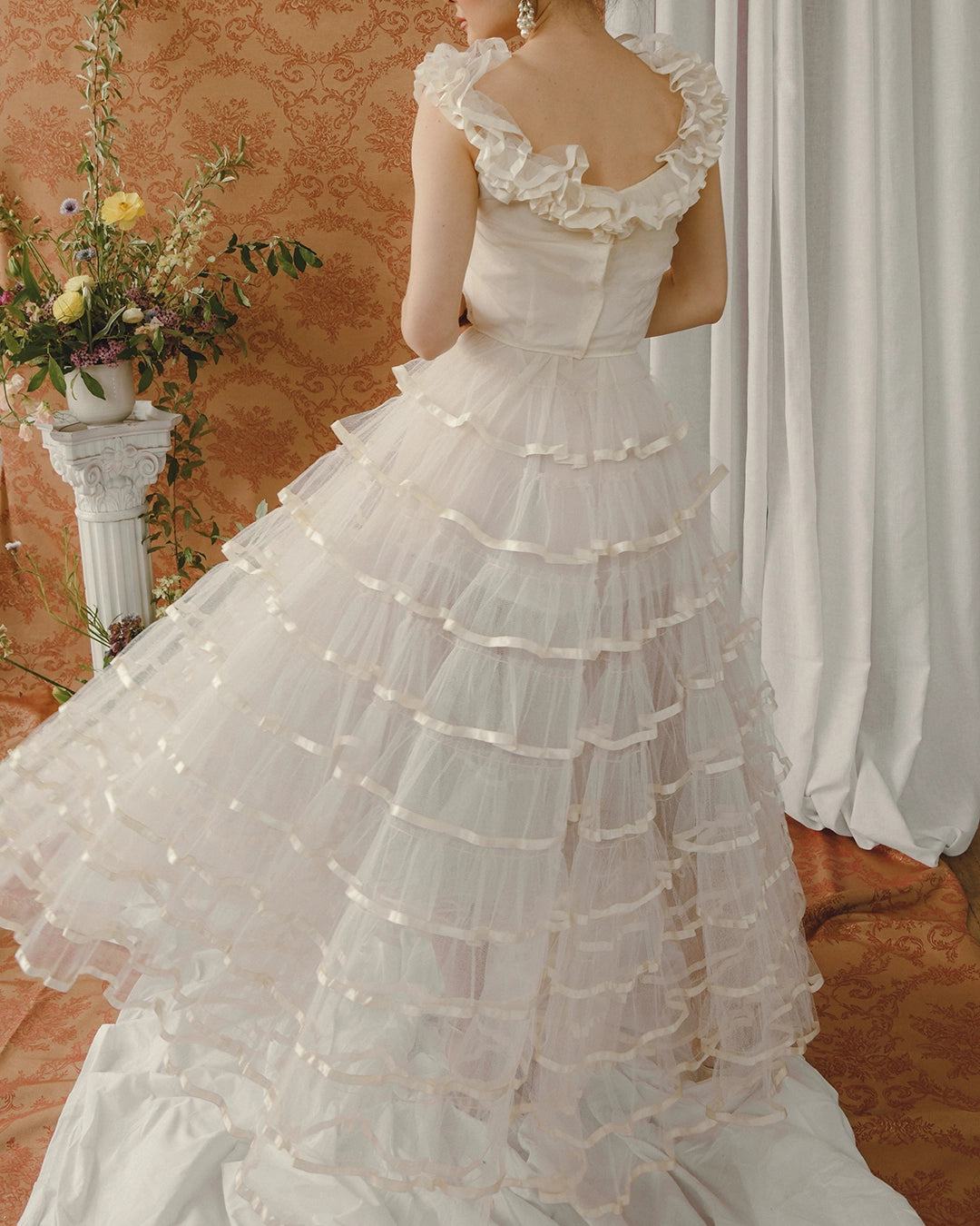 Vintage 1950s Ruffled Tulle Cupcake Gown