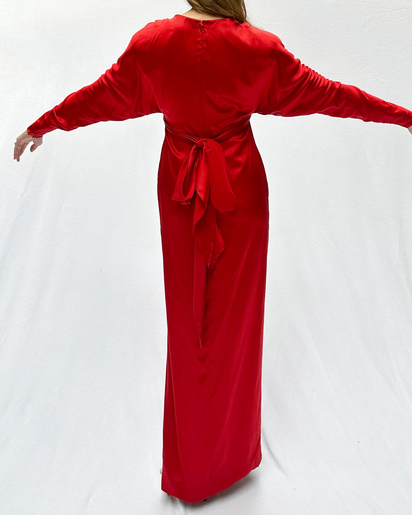 1980s GALANOS DEMI-COUTURE SATIN GOWN