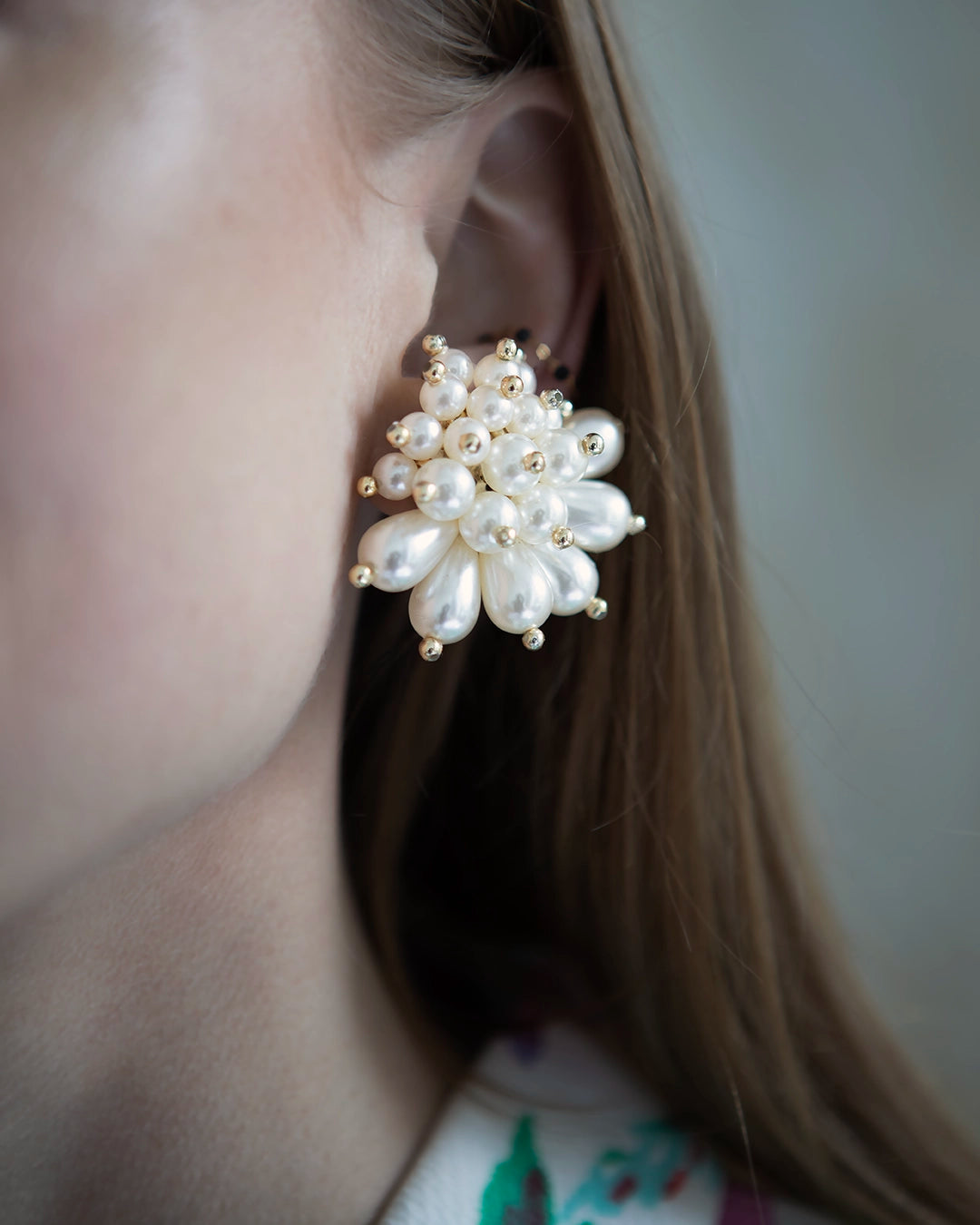 Vintage Pearl Cluster Starburst Earrings