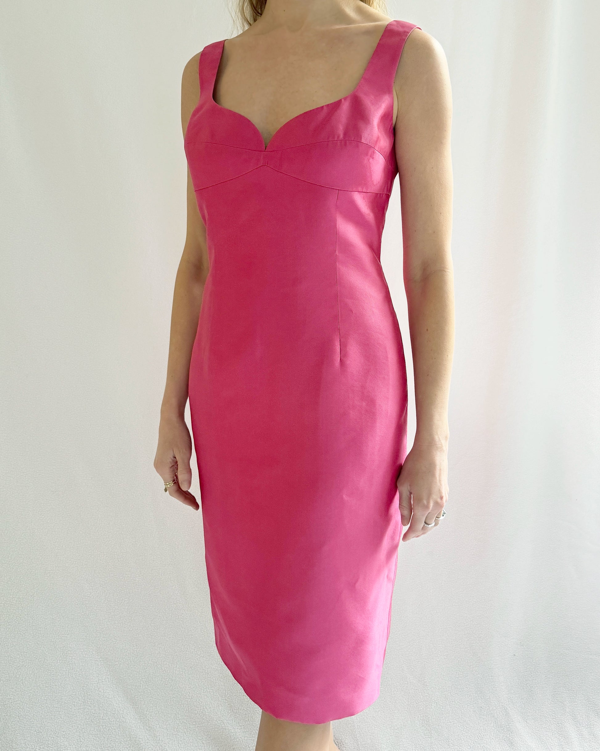 90s Vintage Designer Barbie Pink Silk Cocktail Dress – Very Breezy