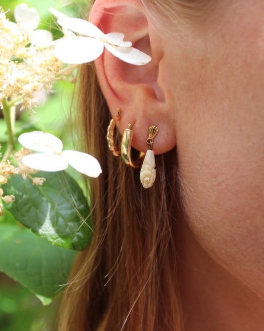 Antique Carved Bone Drop Earrings