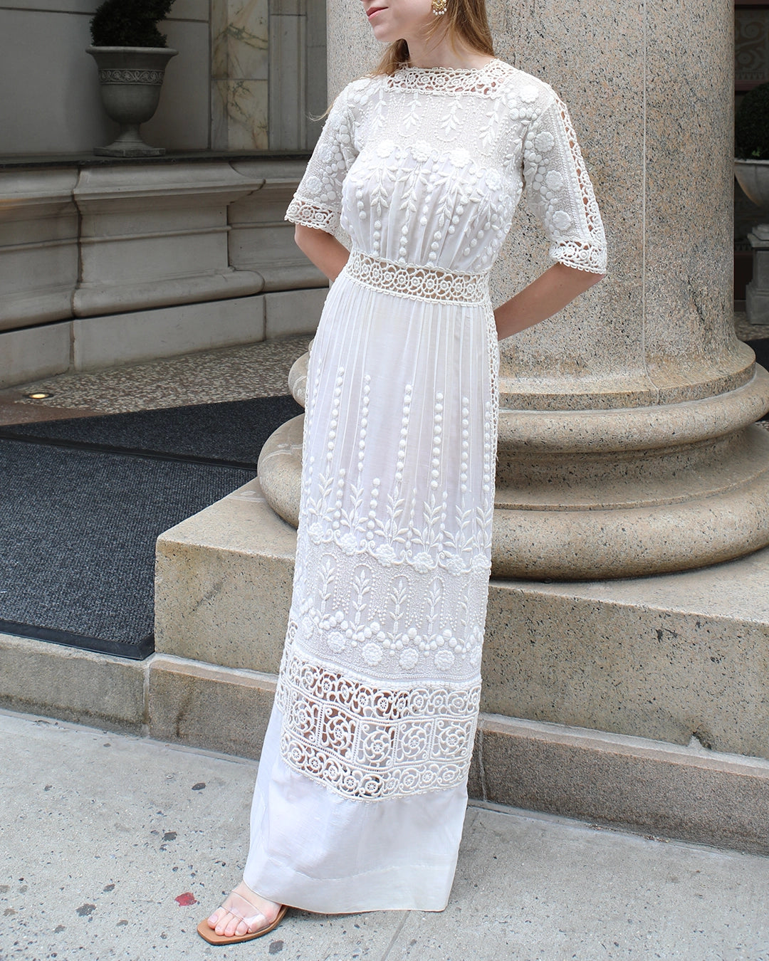 Antique Edwardian Embroidered Ivory Lace Dress Antique Edwardian Embroidered Ivory Lace Dress