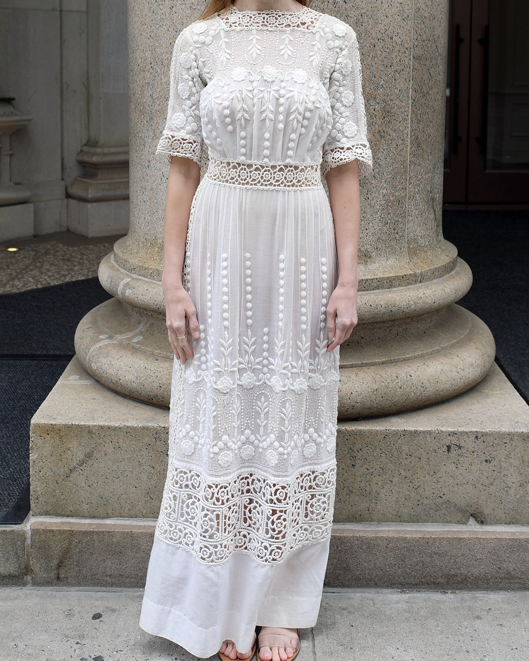 lace antique dresses Antique Edwardian Embroidered Ivory Lace Dress