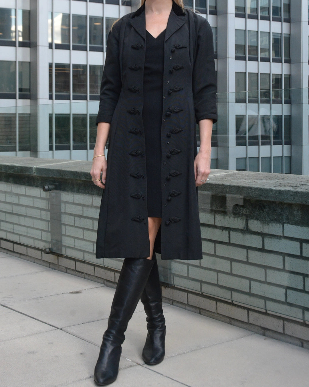 Antique Faille Princess Coat Frock with Frog Closures
