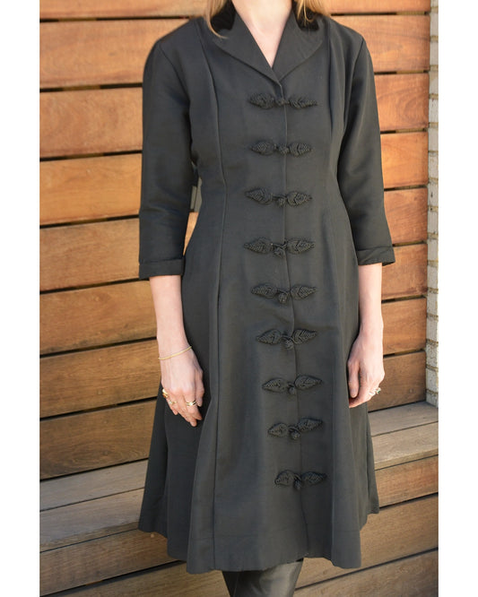 Antique Faille Princess Coat Frock with Frog Closures