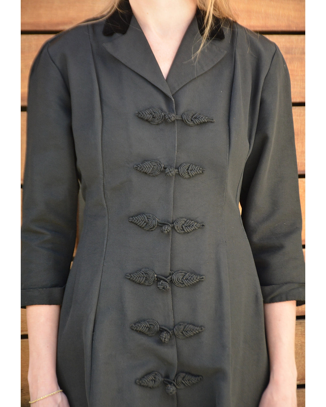 Antique Faille Princess Coat Frock with Frog Closures