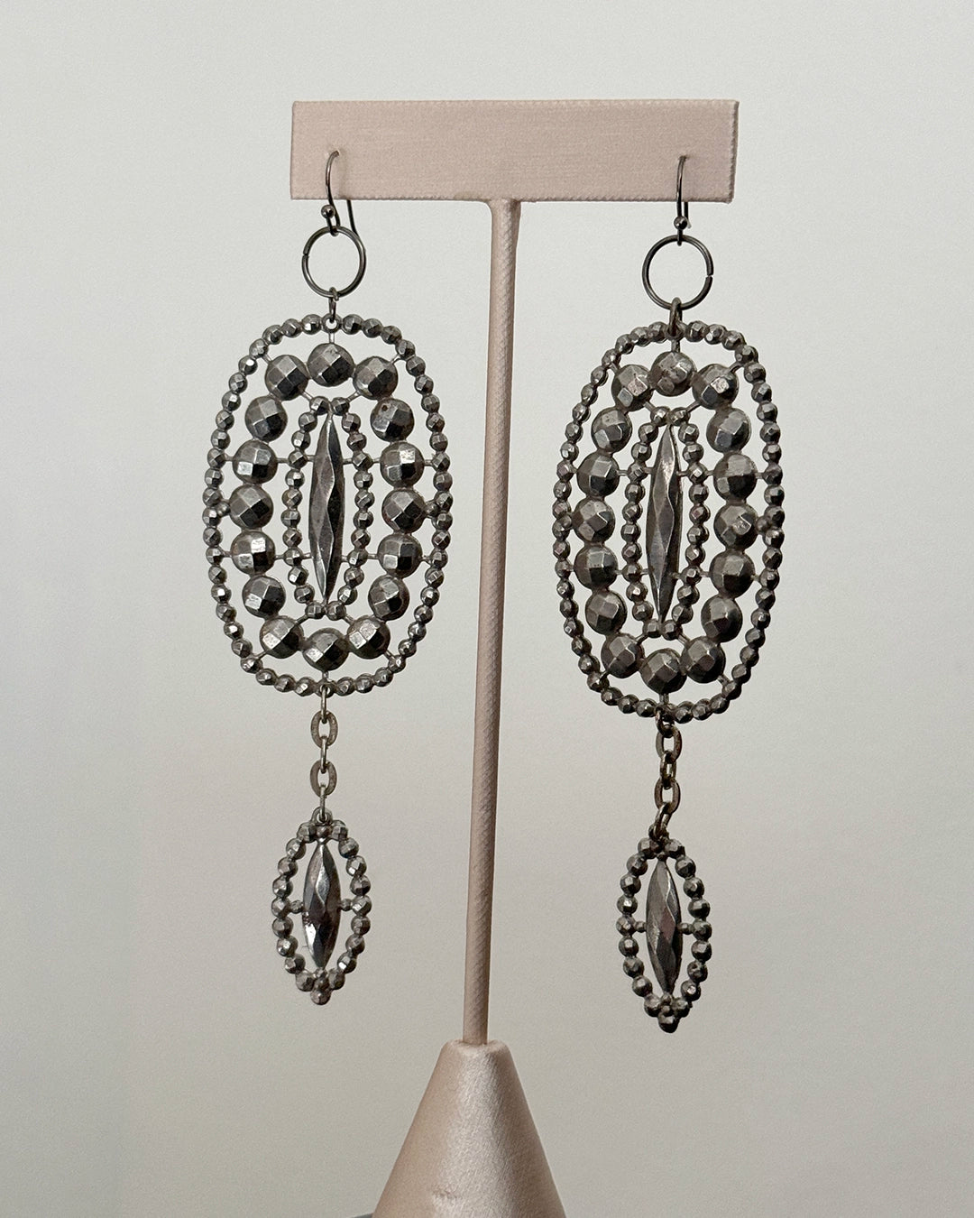 Antique Georgian Cut Steel Large Earrings