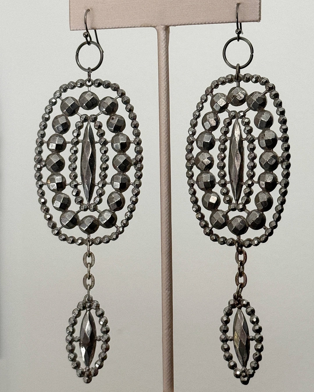 Antique Georgian Cut Steel Large Earrings