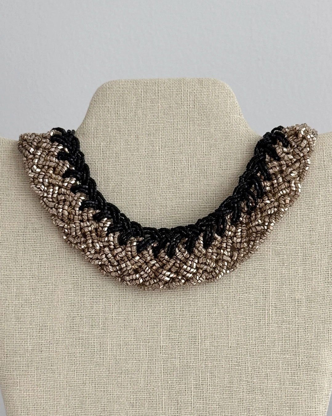 Antique Black Beaded Choker Necklace