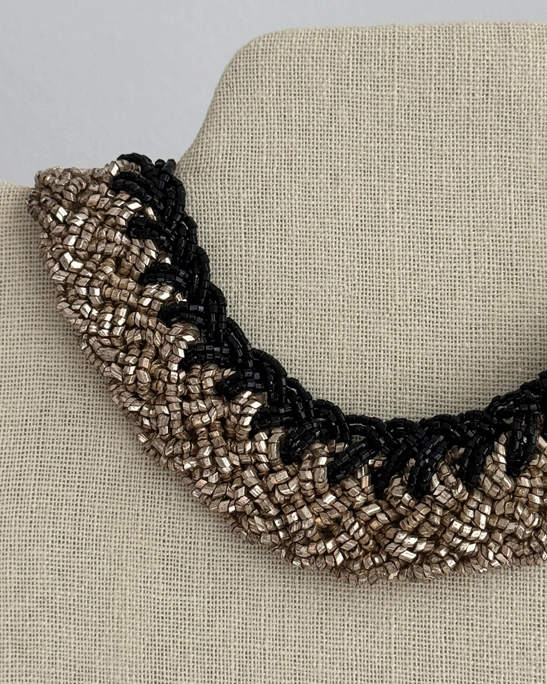 Antique Black Beaded Choker Necklace