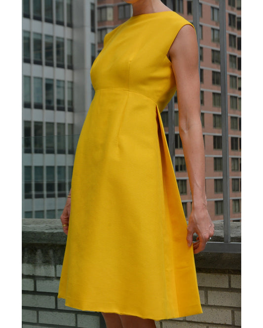 Vintage 1960s Nina Ricci Silk Grosgrain A-Line Dress