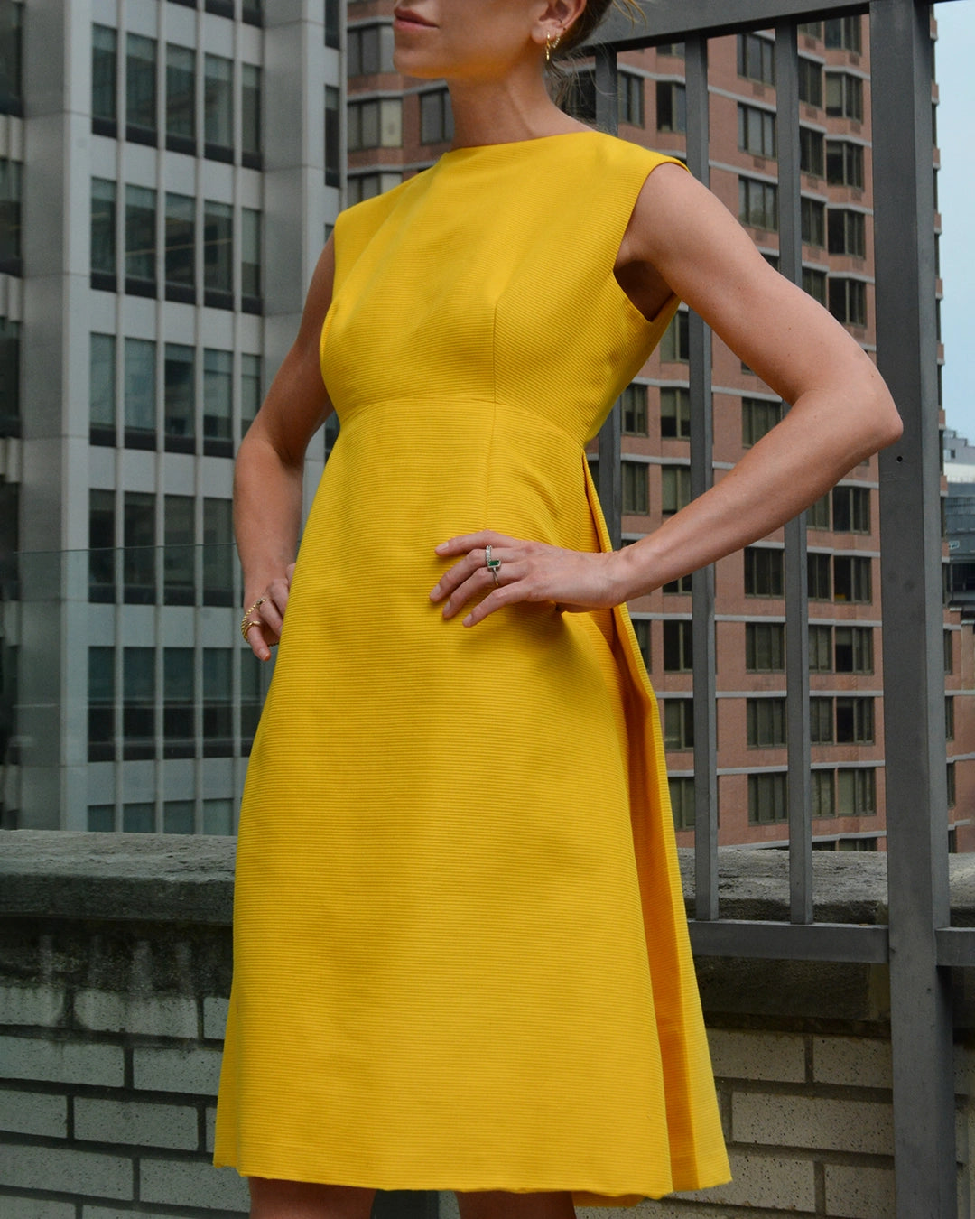Vintage 1960s Nina Ricci Silk Grosgrain A-Line Dress