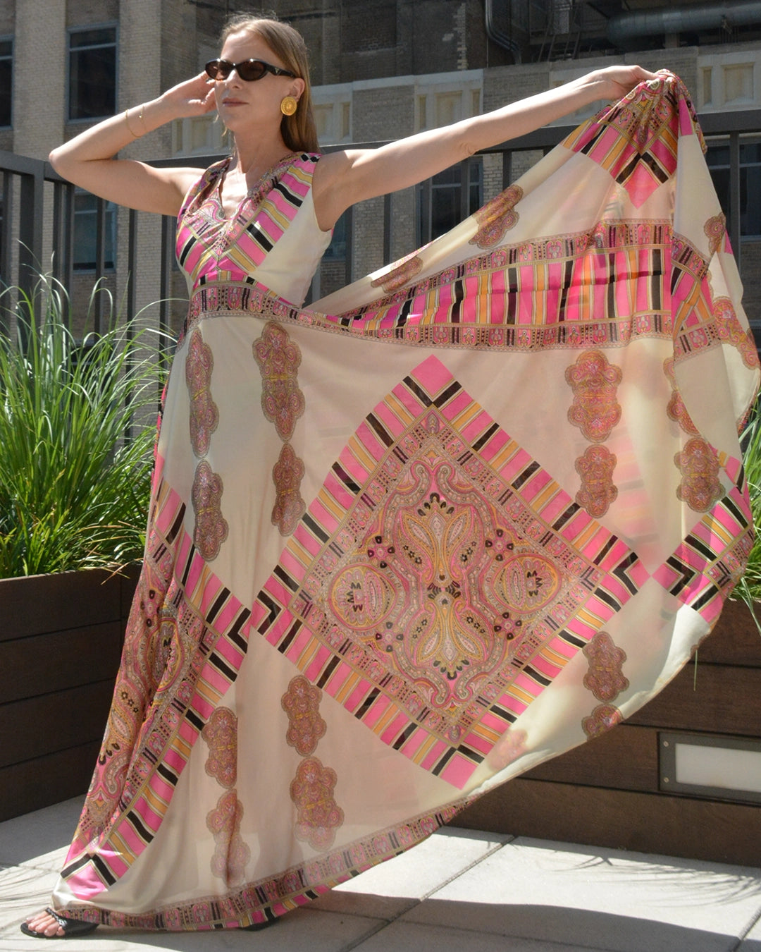 Vintage 1960s Paisley Pucci-Print Jersey Maxidress