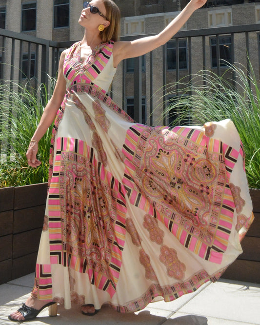 Vintage 1960s Paisley Pucci-Print Jersey Maxidress