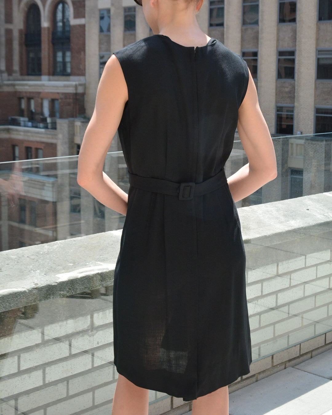 Vintage 1960s Floral Embroidered Black Sheath Dress