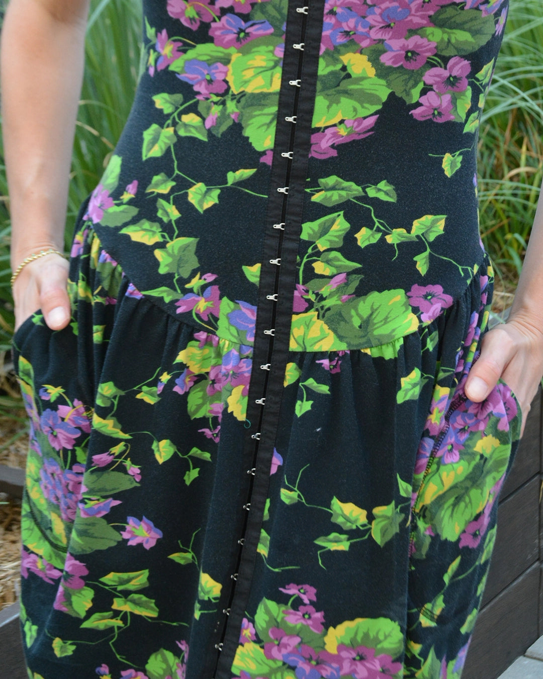 asos green silk dress Vintage Betsey Johnson Spring 2004 Floral Jersey Dress with Corset-Sty –  Very Breezy main image 0