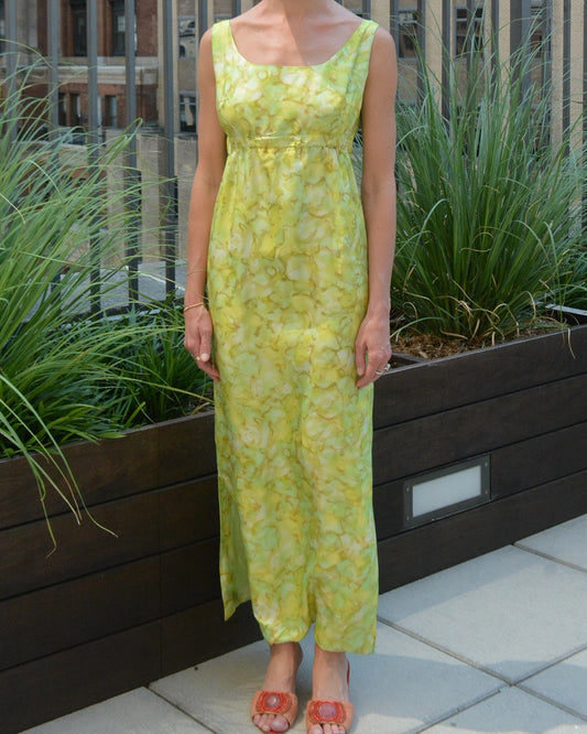 Vintage 1960s Empire Waist Silk Column Dress