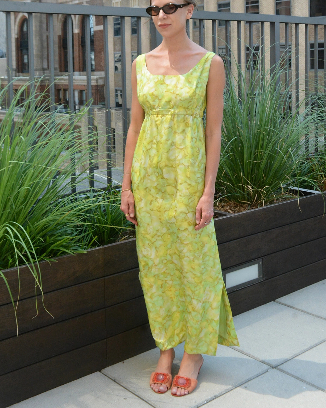 Vintage 1960s Empire Waist Silk Column Dress