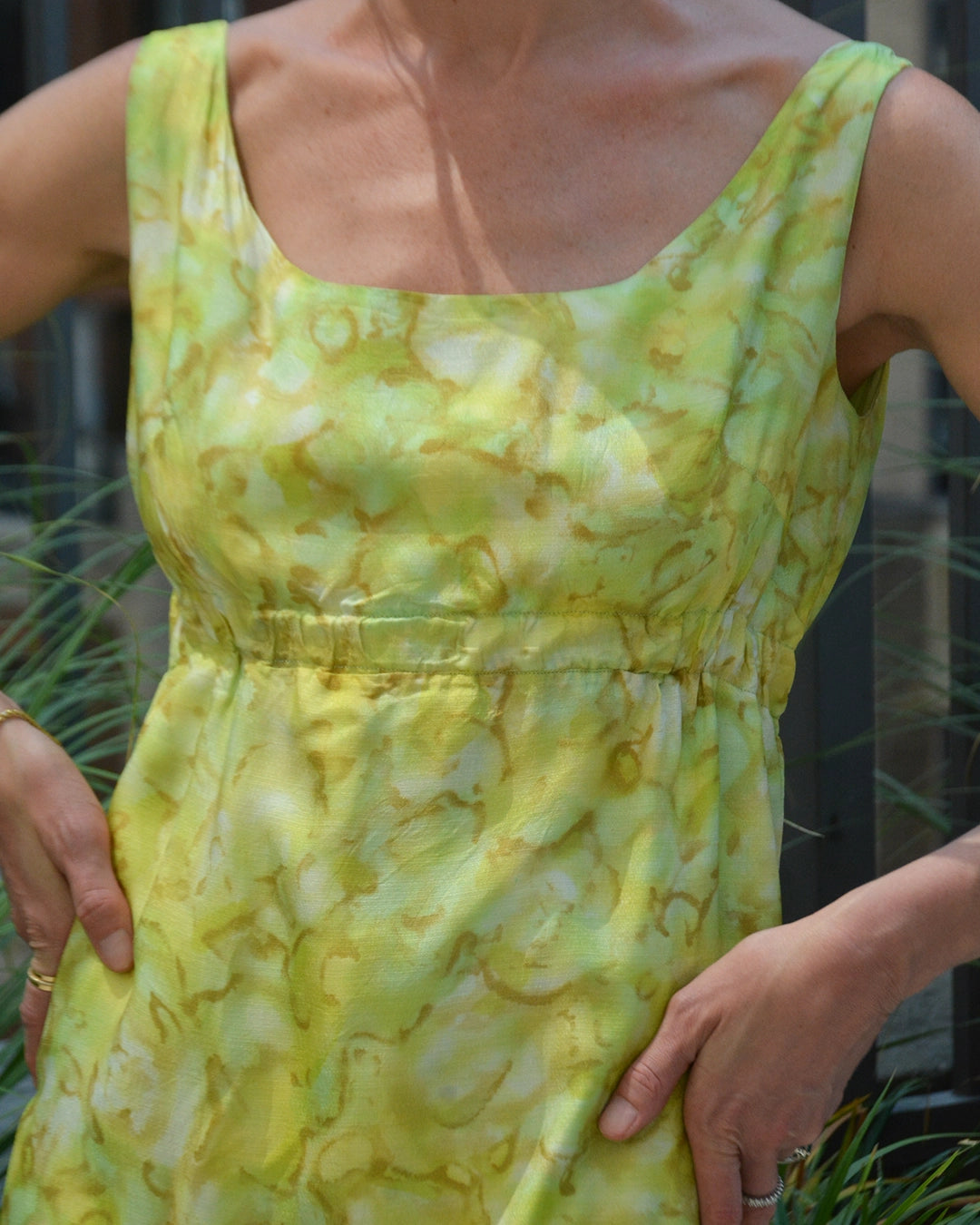Vintage 1960s Empire Waist Silk Column Dress