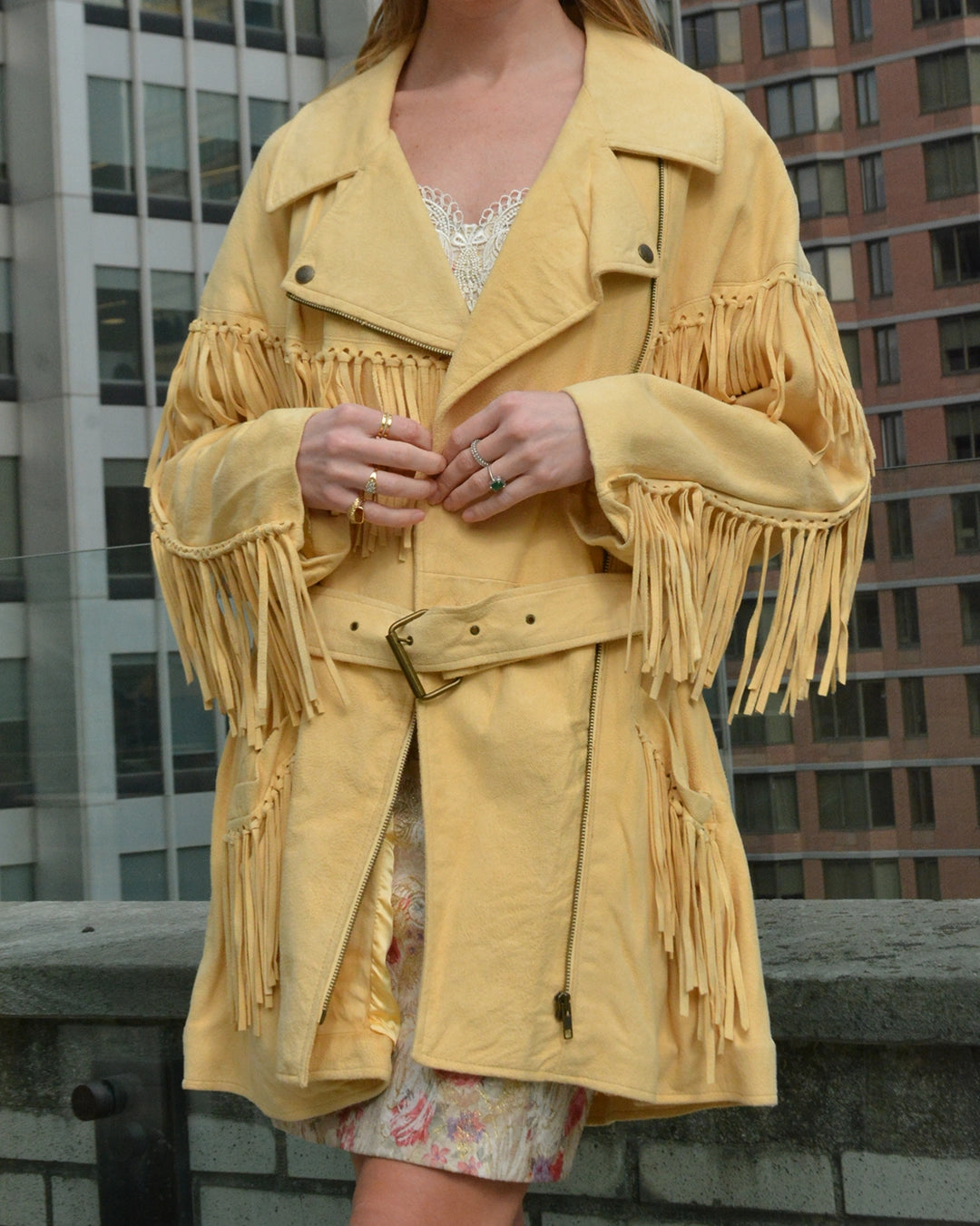 Designer Vintage 90s Suede Fringe Jacket