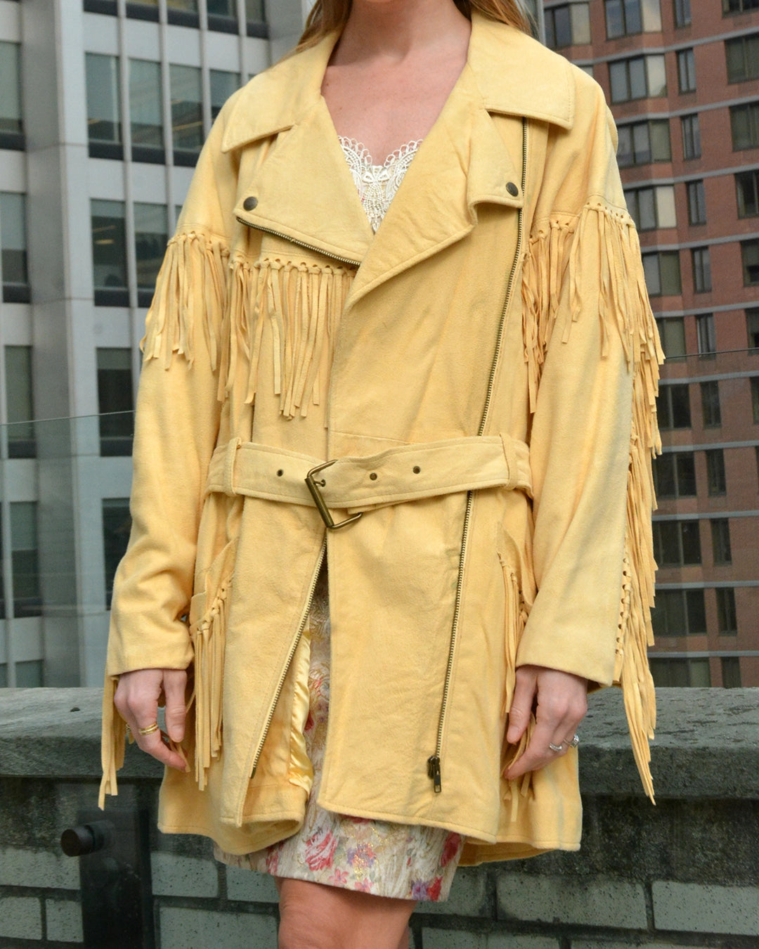 Designer Vintage 90s Suede Fringe Jacket
