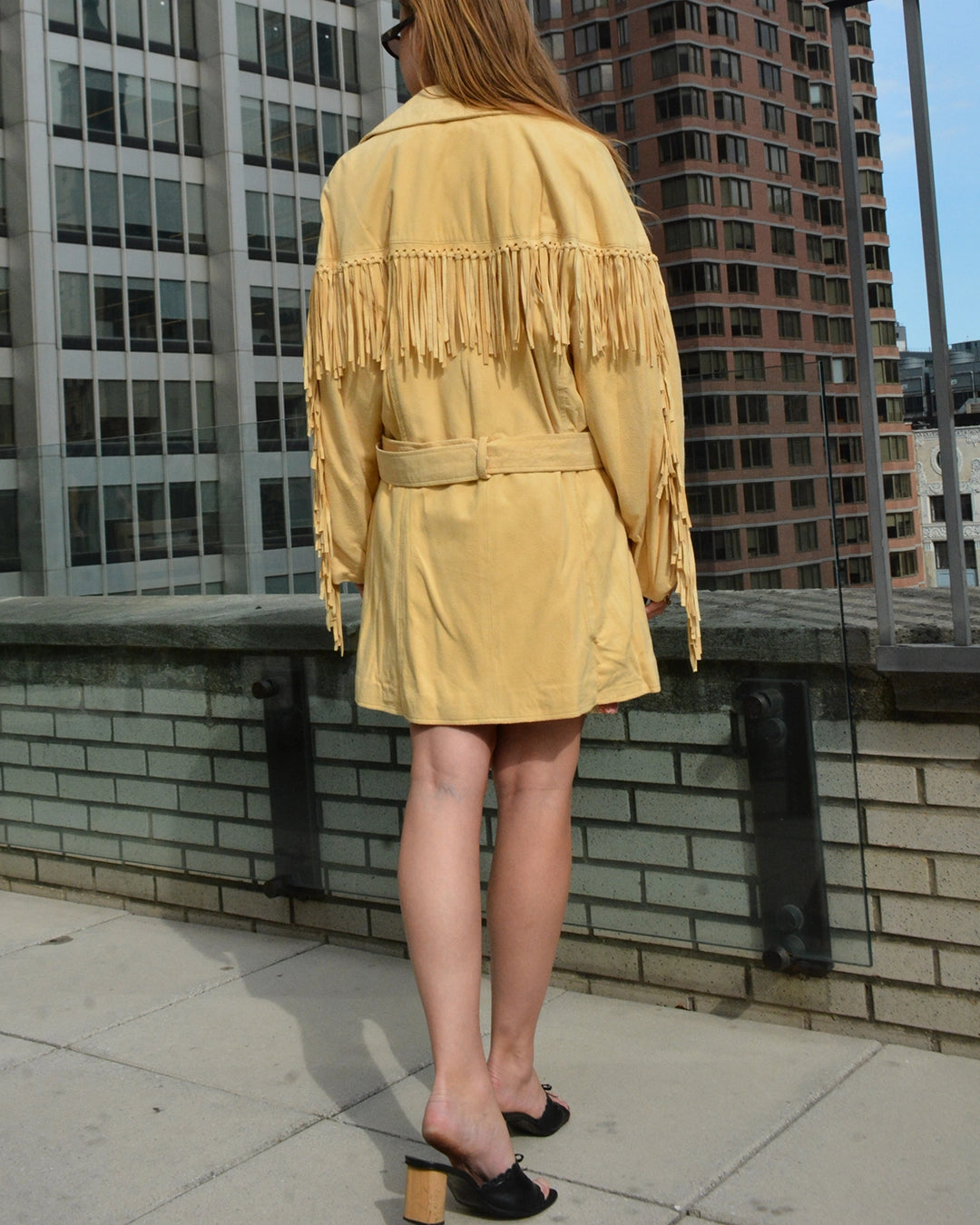 Designer Vintage 90s Suede Fringe Jacket