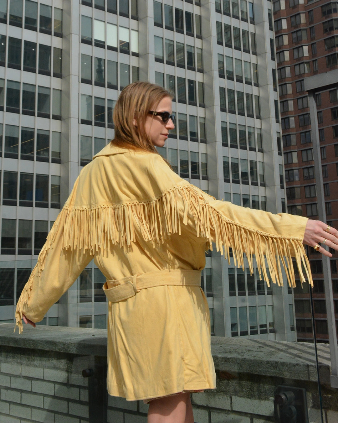 Designer Vintage 90s Suede Fringe Jacket