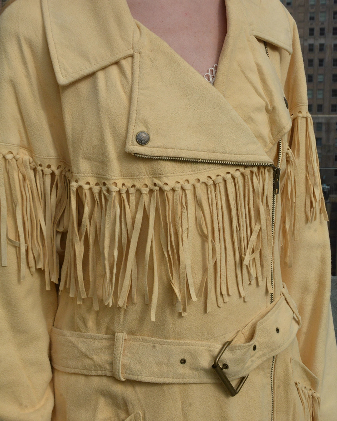 Designer Vintage 90s Suede Fringe Jacket