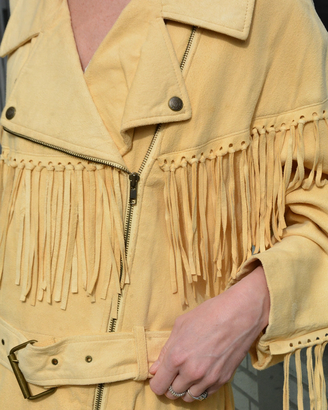 Designer Vintage 90s Suede Fringe Jacket