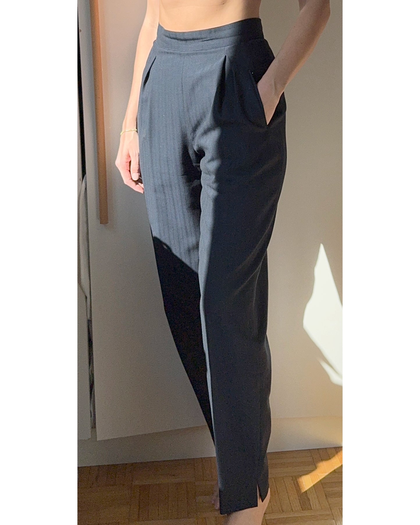 Designer Vintage Virgin Wool Pinstripe Pantsuit