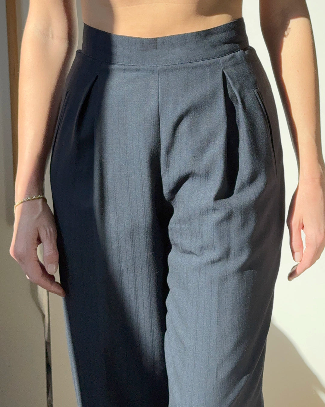 Designer Vintage Virgin Wool Pinstripe Pantsuit