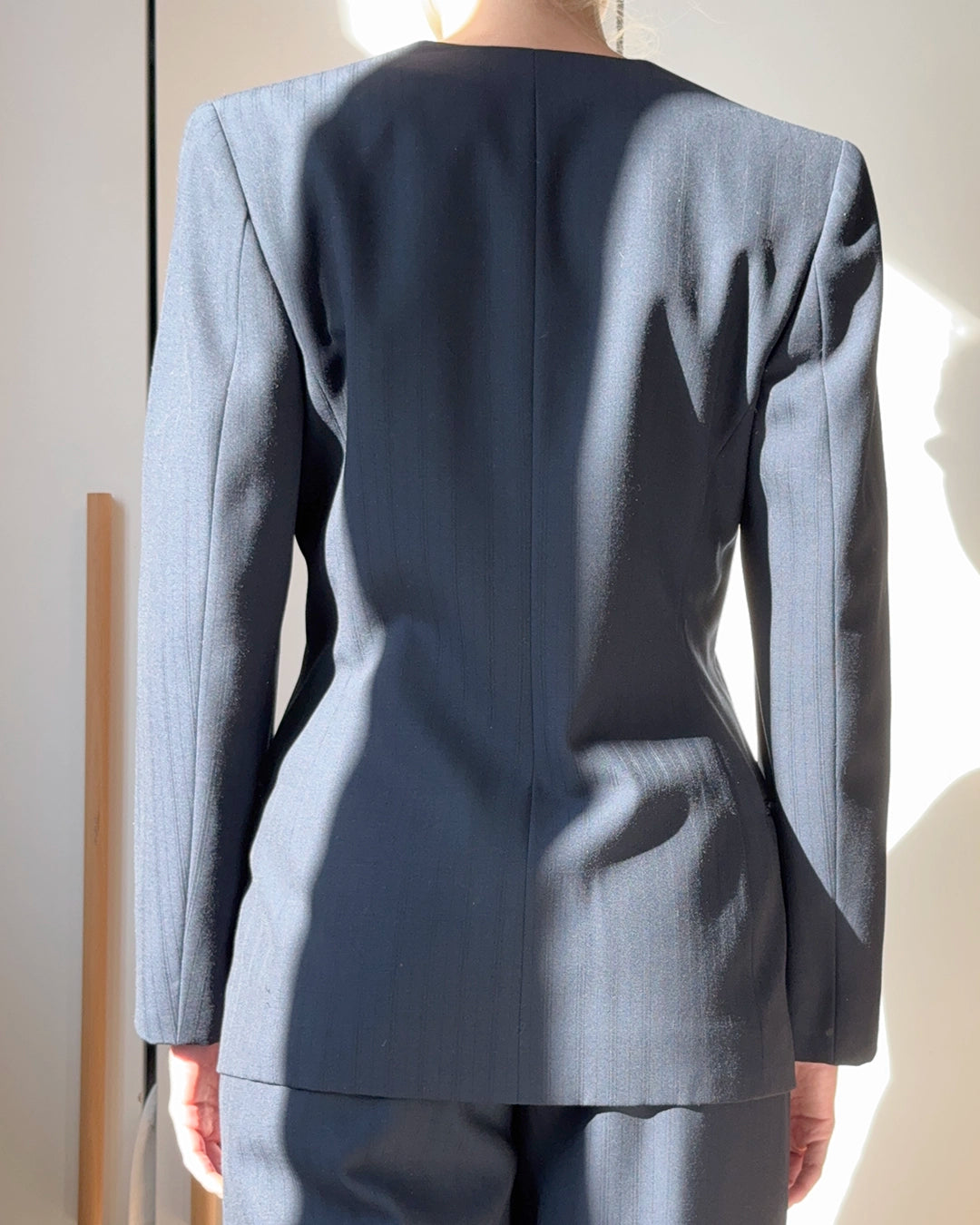 Designer Vintage Virgin Wool Pinstripe Pantsuit