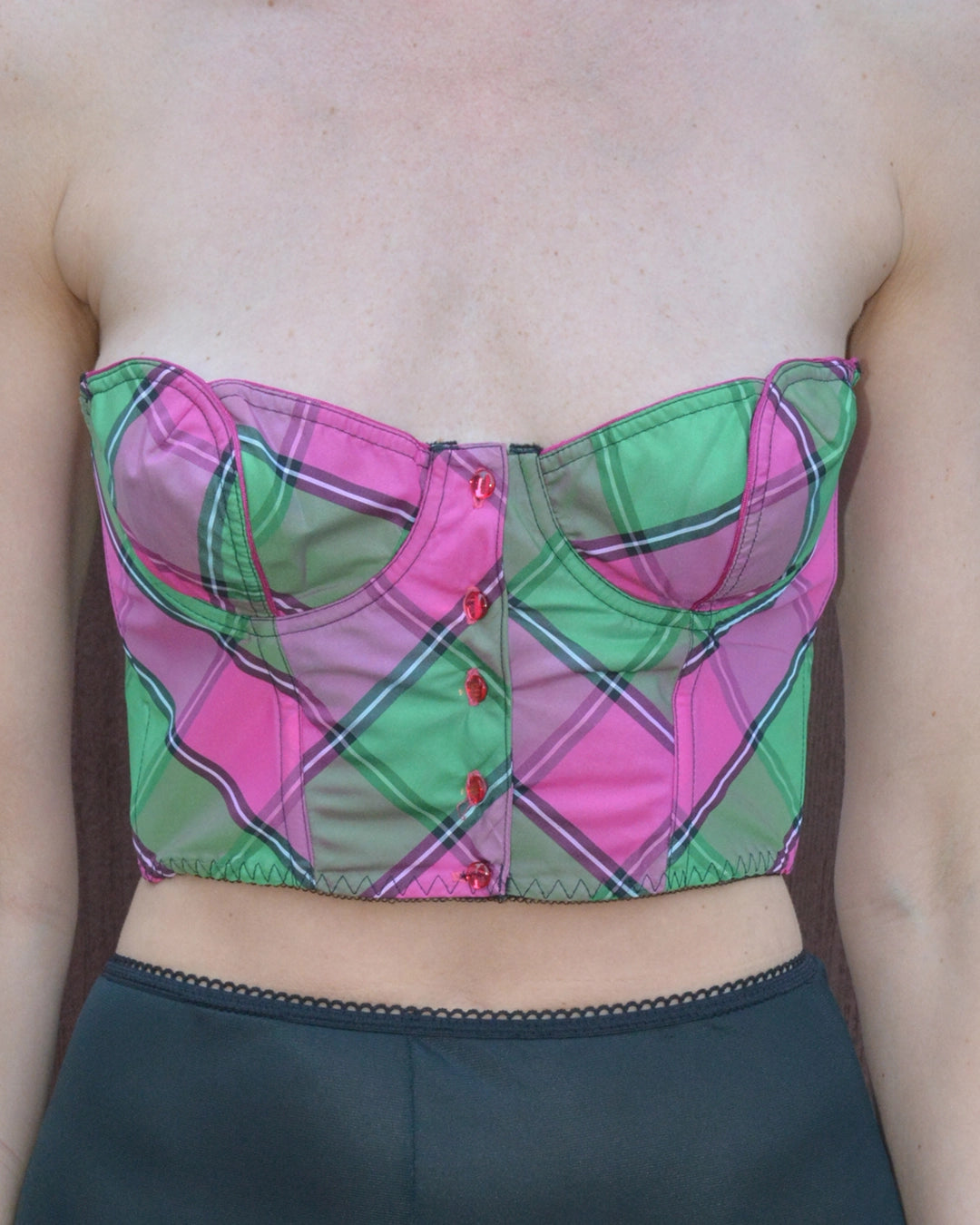 French Vintage 1980s Silk Corset Top
