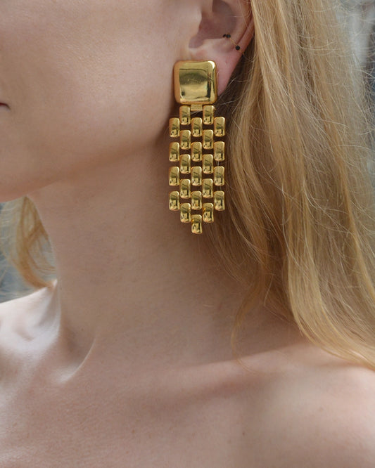 French Vintage 1980s Zoe Coste Gold Chain Earrings