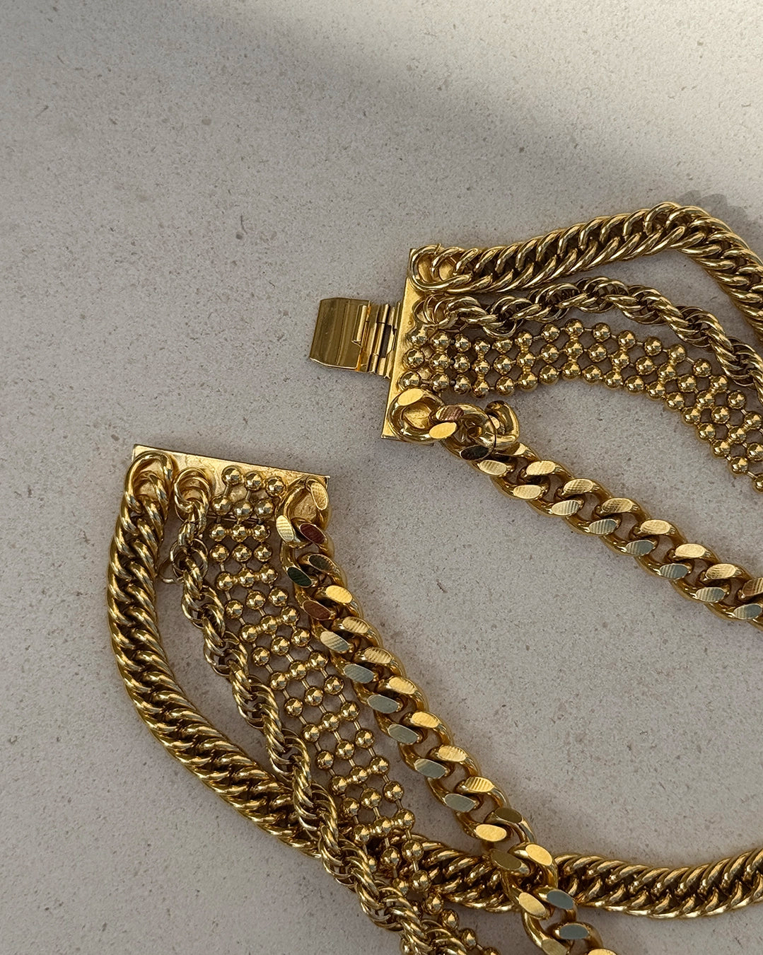French Vintage 1980s Zoe Coste Gold Multi-Chain Layered Necklace