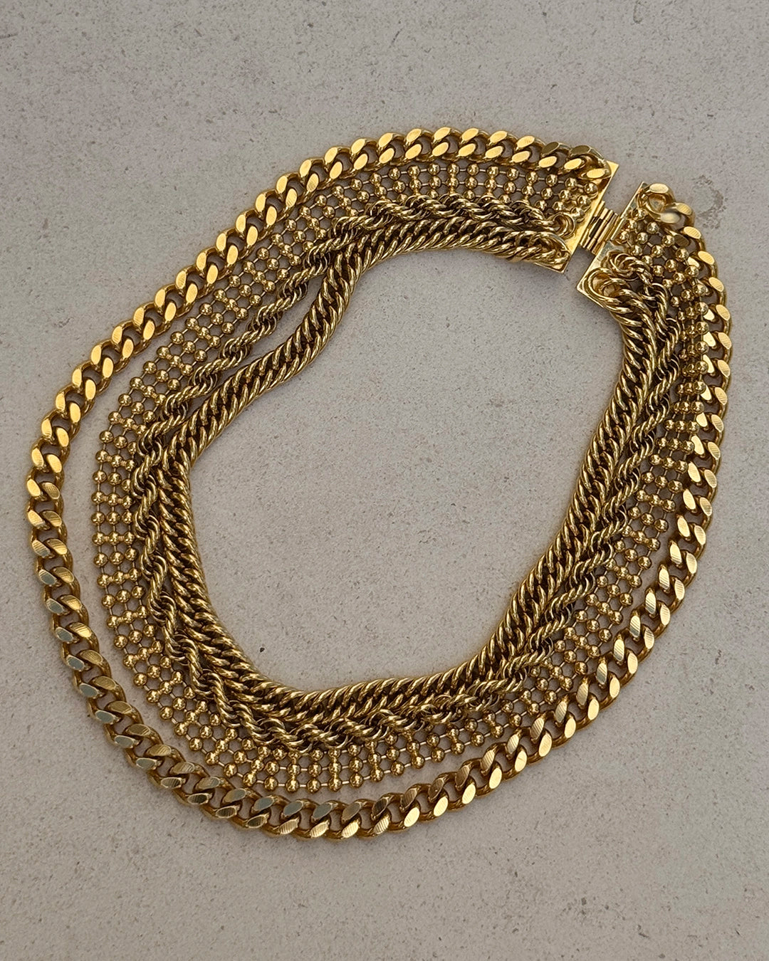 French Vintage 1980s Zoe Coste Gold Multi-Chain Layered Necklace