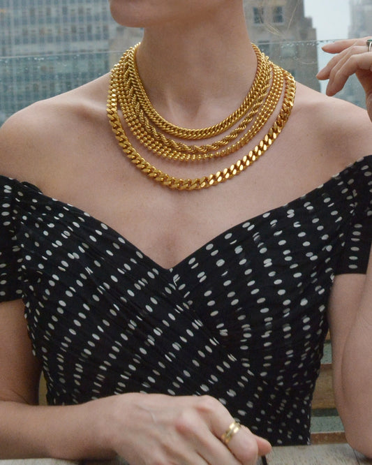 French Vintage 1980s Zoe Coste Gold Multi-Chain Layered Necklace