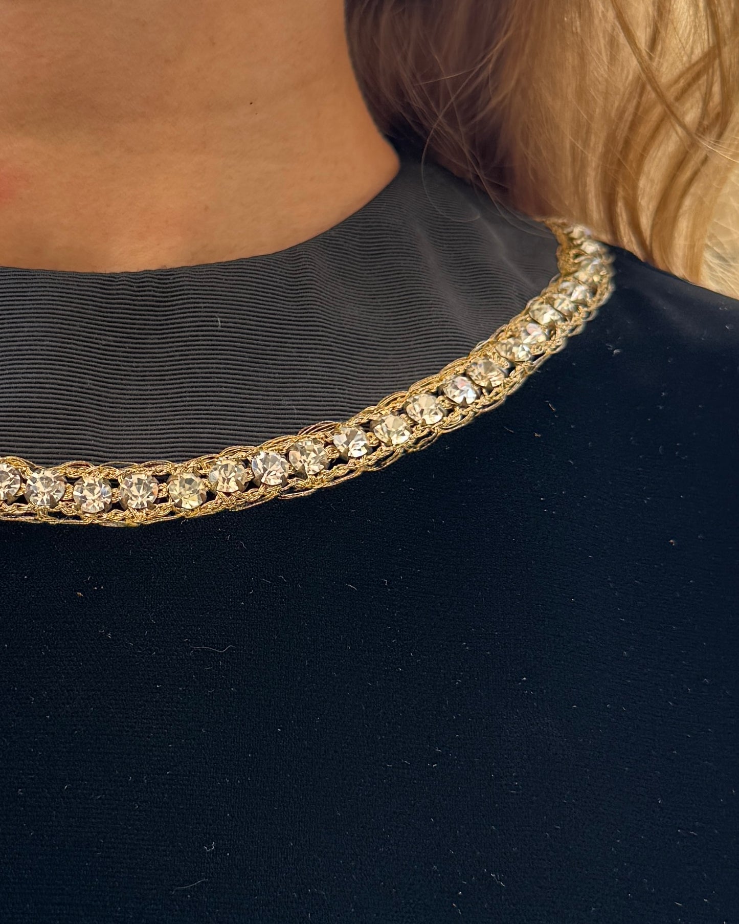 Vintage 1960s Malcolm Starr Velvet A-Line Dress + Jacket Set with Embellished Trim