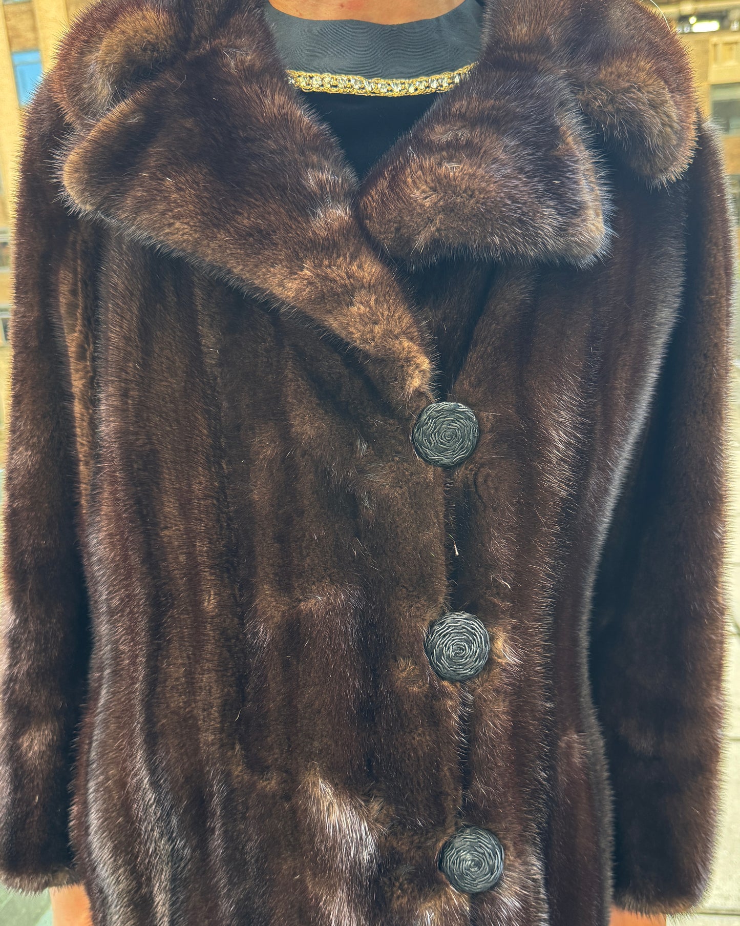 Vintage 1960s Mink Fur Princess Coat with Contrasting Silk Lining