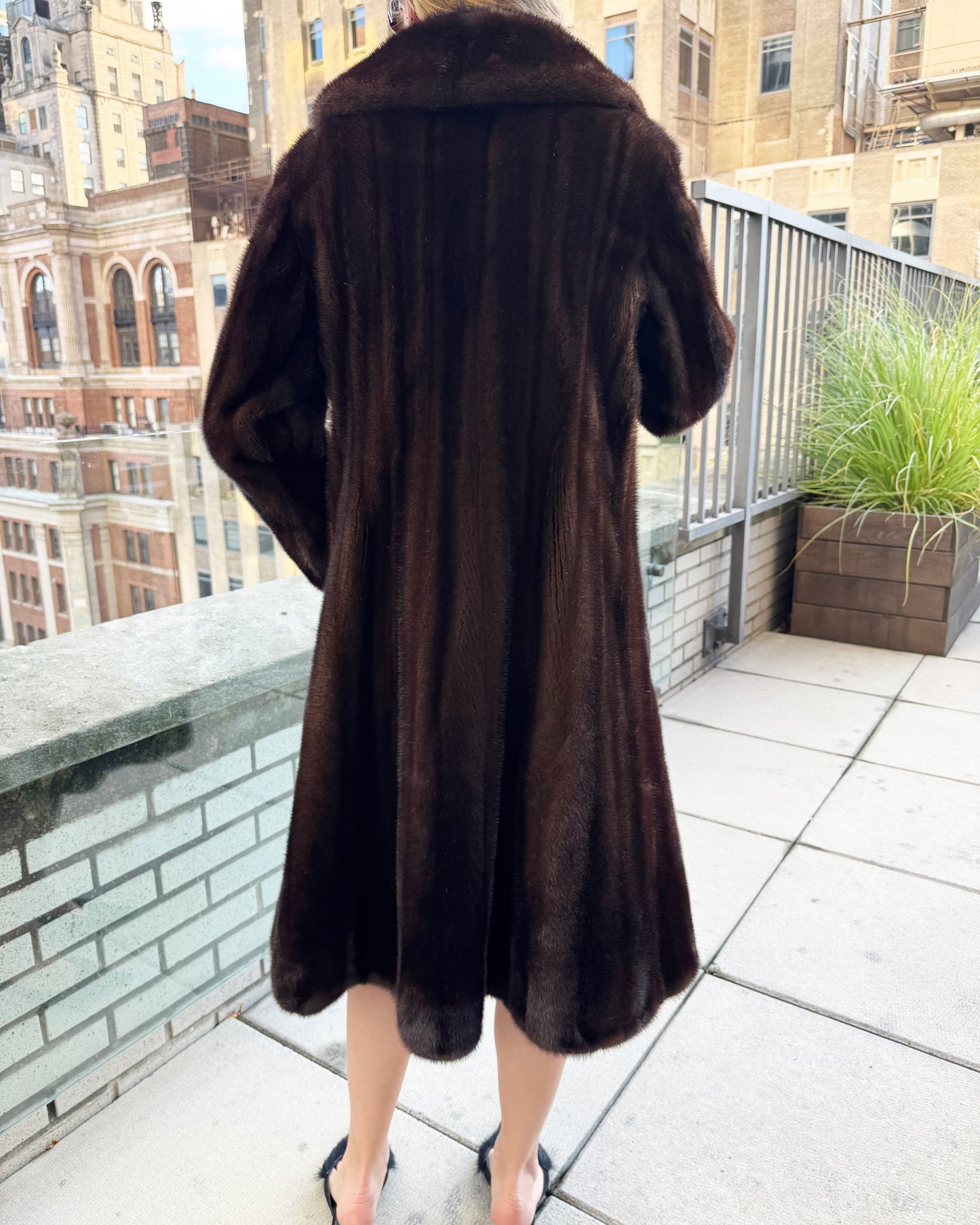 Vintage 1960s Mink Fur Princess Coat with Contrasting Silk Lining