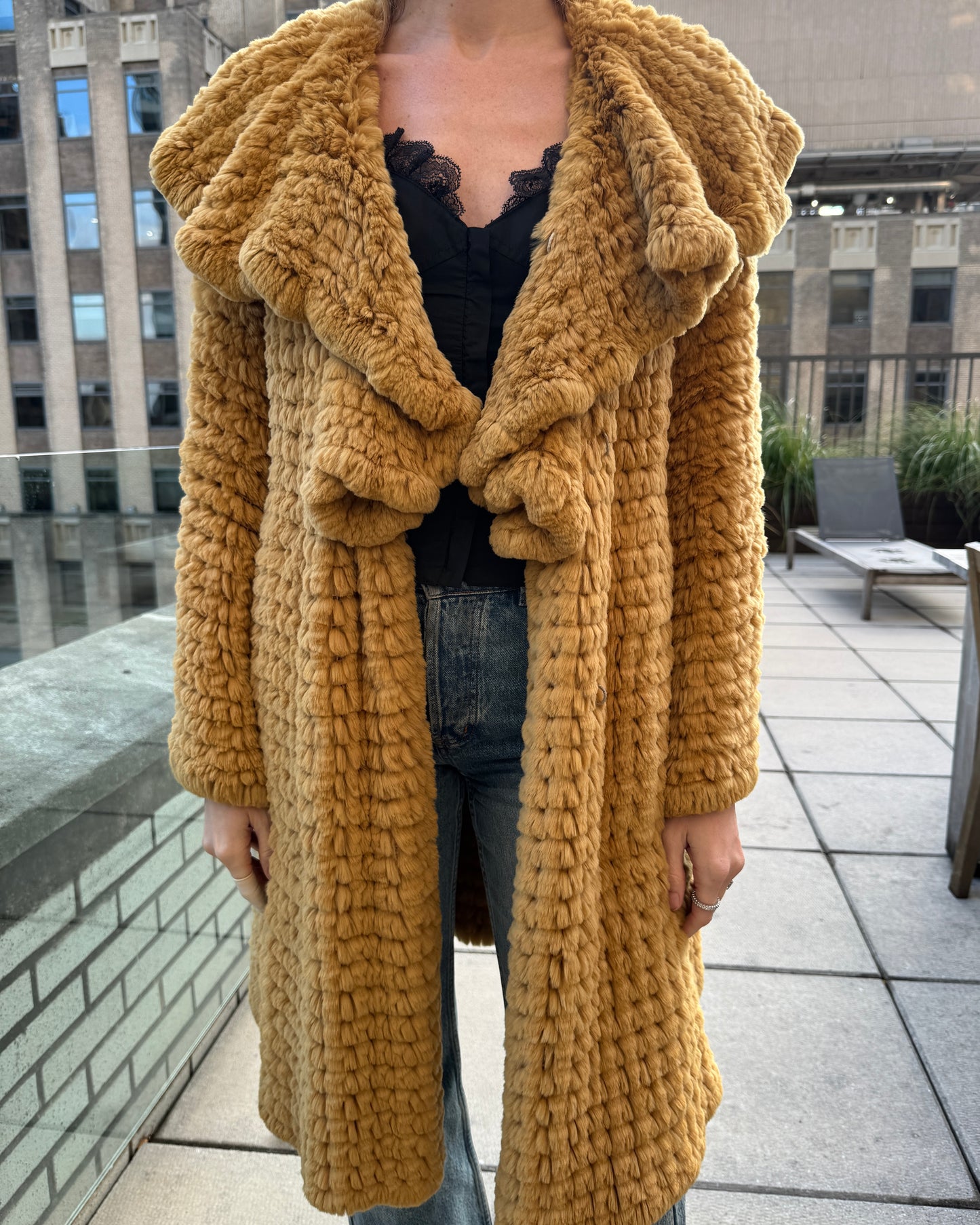 Vintage Sonia Rykiel Knit Rabbit Fur Duster Coat