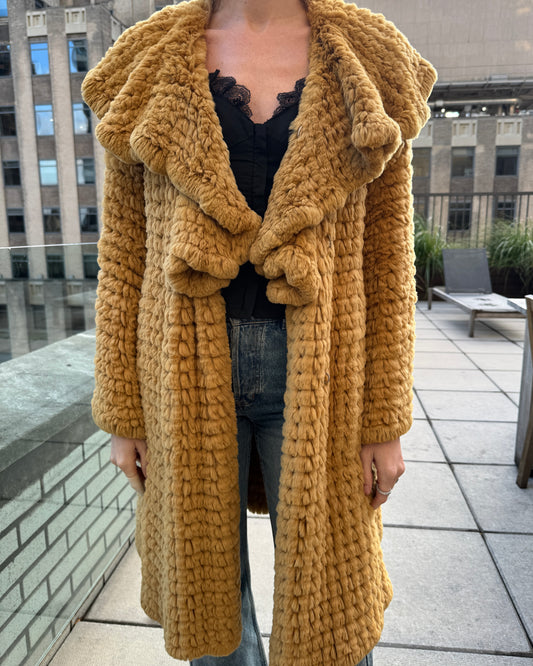 Vintage Sonia Rykiel Knit Rabbit Fur Duster Coat
