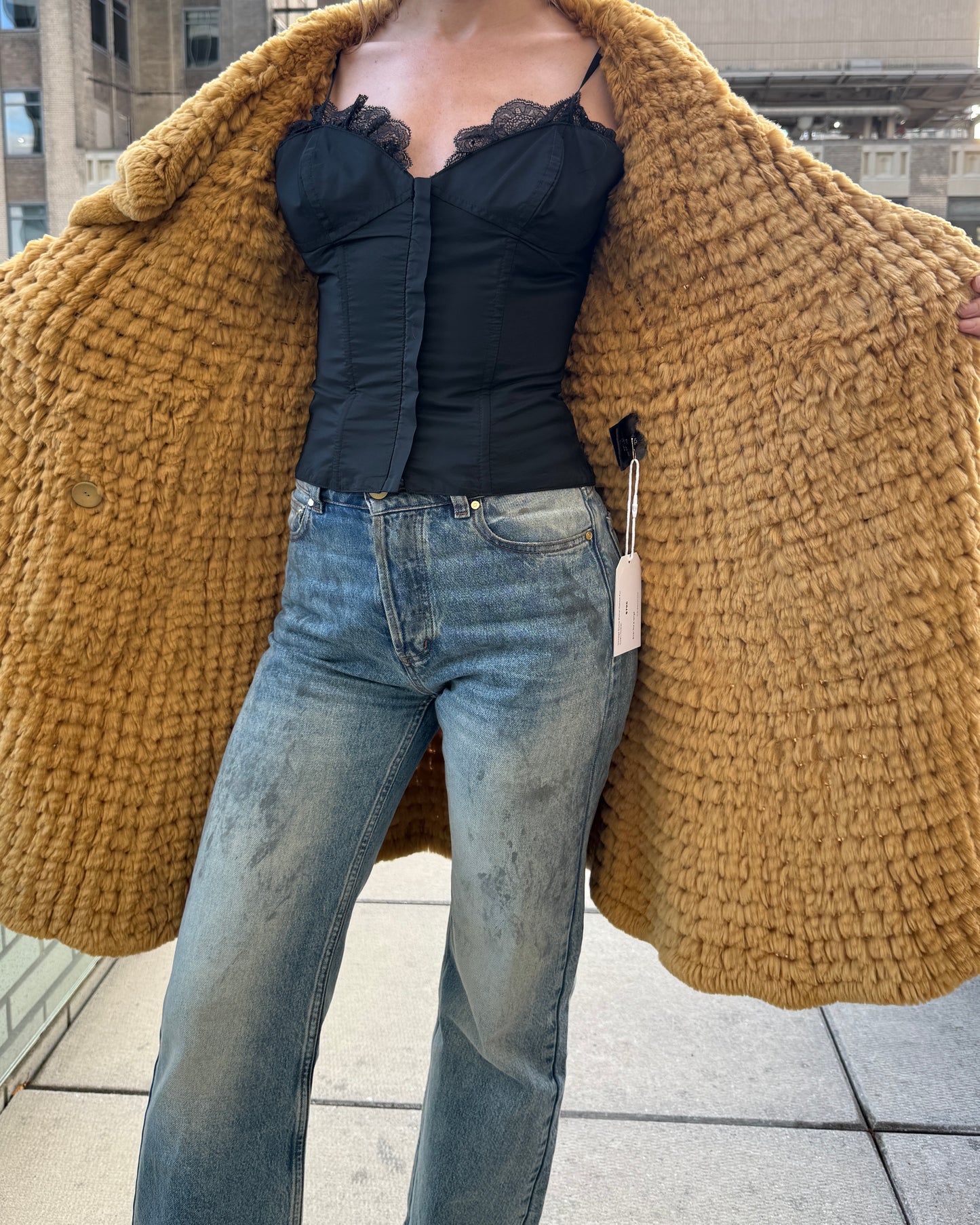 Vintage Sonia Rykiel Knit Rabbit Fur Duster Coat