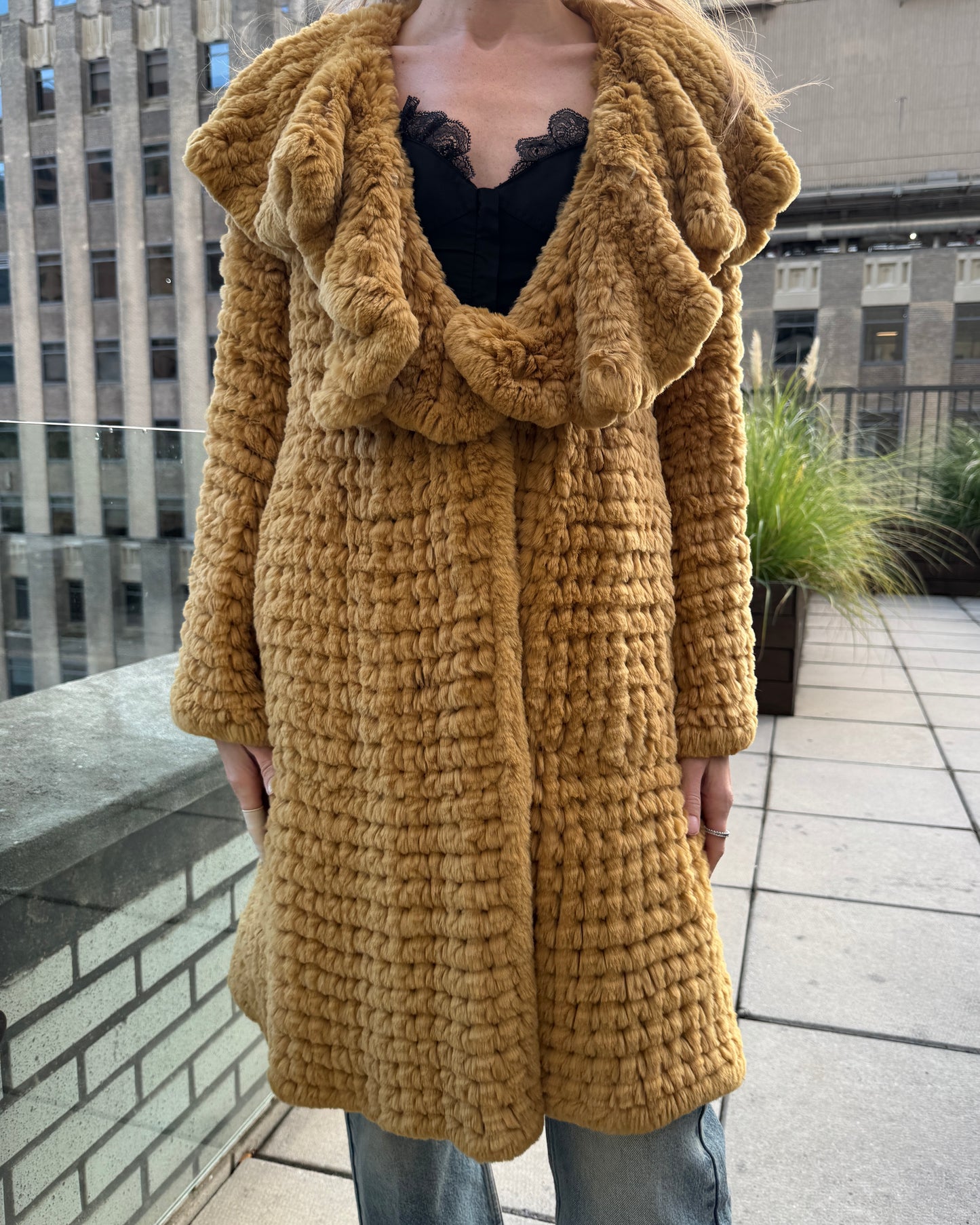 Vintage Sonia Rykiel Knit Rabbit Fur Duster Coat