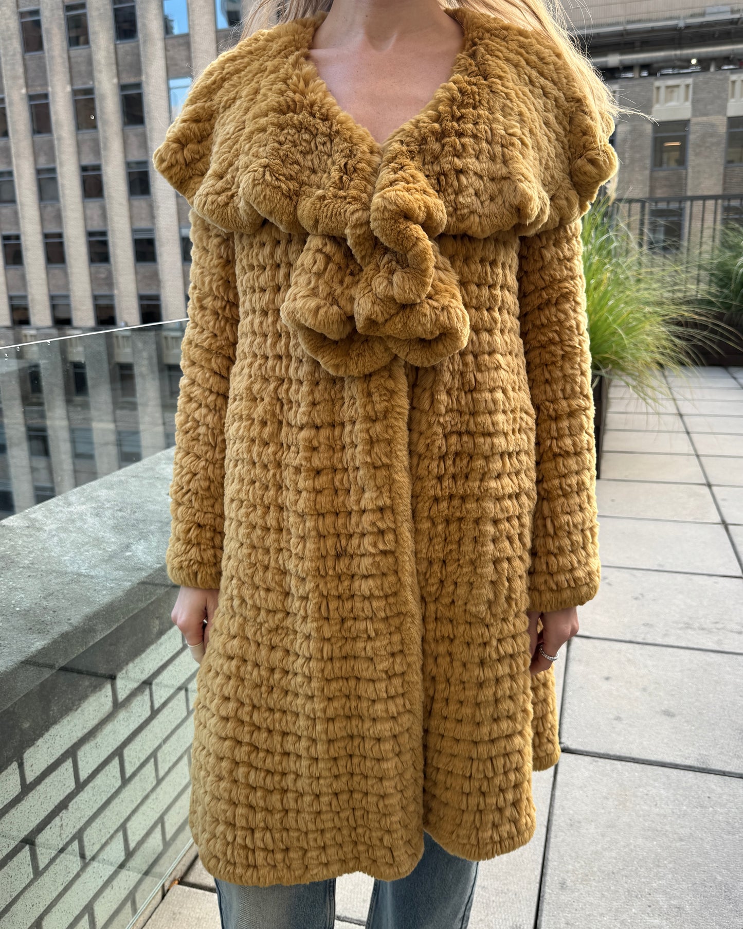 Vintage Sonia Rykiel Knit Rabbit Fur Duster Coat