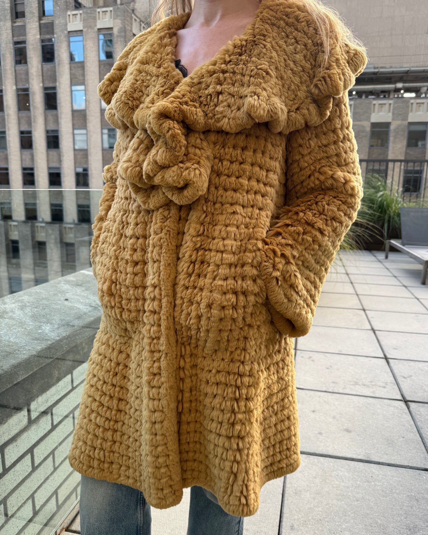 Vintage Sonia Rykiel Knit Rabbit Fur Duster Coat